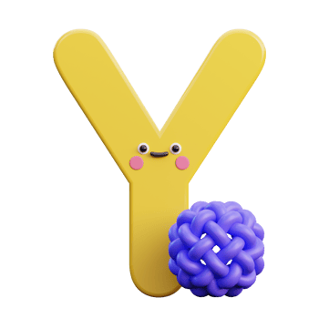 Cartoon Letter Y with Yarn Ball png