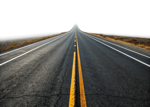 long, empty road stretches into horizon, symbolizing freedom and adventure png