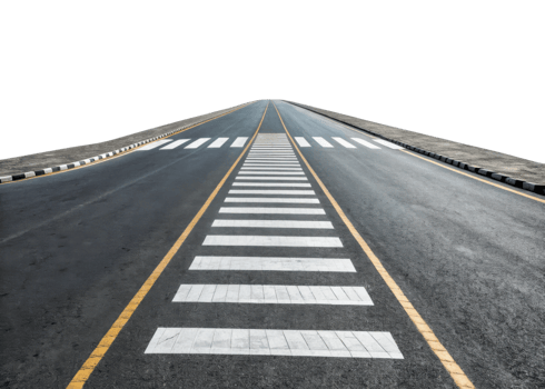 long, empty road with clear crosswalk, leading into distance, evokes sense of journey and exploration png