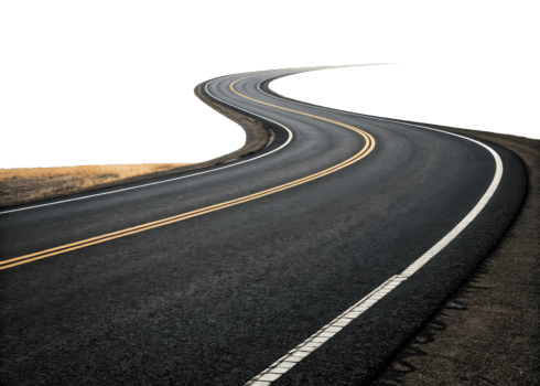 winding road through scenic landscape, inviting adventure and exploration. smooth asphalt contrasts with natural surroundings png