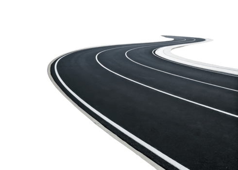 winding road with smooth asphalt and white markings, creating sense of movement and direction png