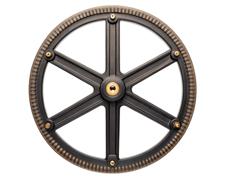 Decorative gear wheel with intricate detailing on a transparent background png