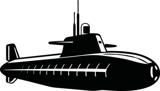Submarine Silhouette Illustration on a white background vector