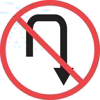 Traffic signs prohibit vehicles from turning around vector