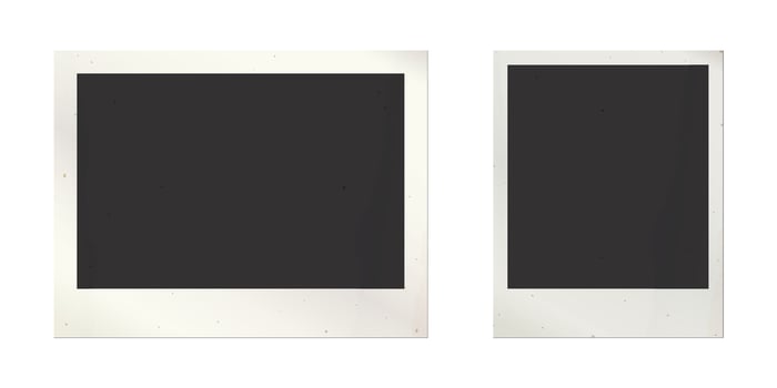 Blank old photograph vertical and horizontal frames with stained effect isolated template graphic illustration have blank space. vector