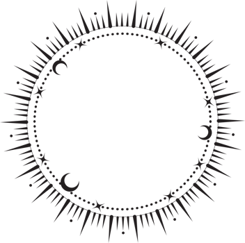 Circle frame with star dust. Round celestial border with sparkles. Magic cosmic ring with astrology symbols. Spiritual elements for astrology design png