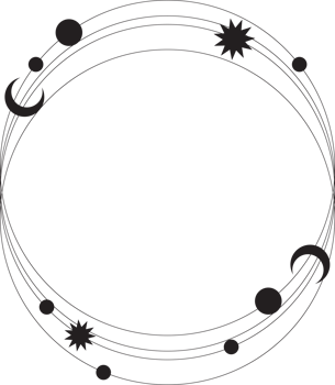 Circle frame with star dust. Round celestial border with sparkles. Magic cosmic ring with astrology symbols. Spiritual elements for Christmas and astrology design. png