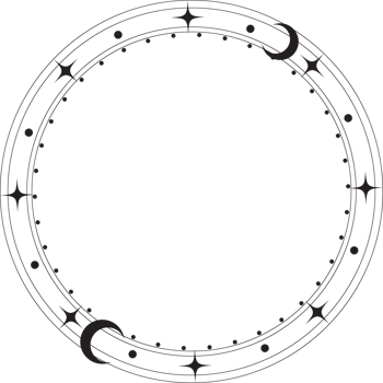 Circle frame with star dust. Round celestial border with sparkles. Magic cosmic ring with astrology symbols. Spiritual element for Christmas and astrology design png