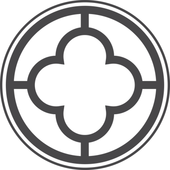 Gothic circle rose window with simple medieval ornament. Cathedral rosette. Christian architecture element with stained glass. Radial frame. png
