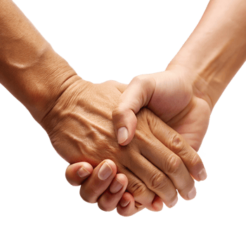 Closeup old and young holding hands, handshake silhouette white background png