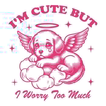 I m Cute but I Worry Too Much - Funny Animal T-shirt Design, cat T-shirt Design Sublimation, Animal Sayings Typography Art vector