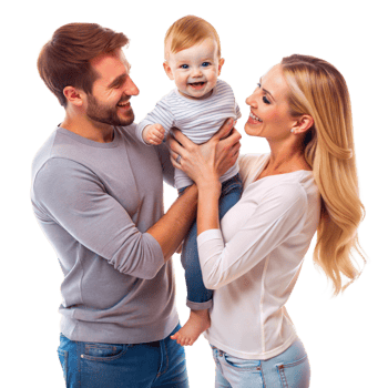 A happy family, parents and sons, mother father and baby, a happy smiling family together at home on transparent background png