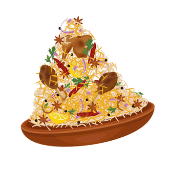 Illustration logo Clipart Levitation Hyderabadi Biryani Indian Food vector