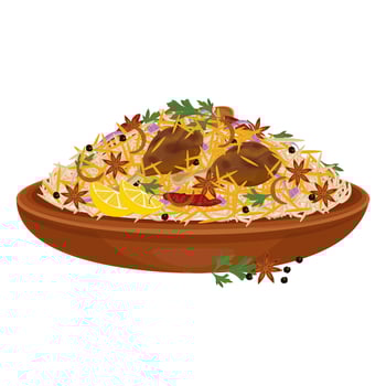 Illustration logo Clipart Hyderabadi Biryani or Chicken Biryani vector