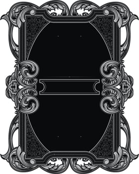 A black and white ornate frame with a black border vector