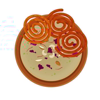 Illustration Logo Clipart Top View India Sweet Snack Jalebi on a Rabdi or Rabri vector