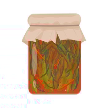 Illustration Logo Clipart Fermentation Mustard Leaves or Gat kimchi on a Jar vector