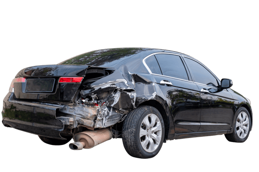 Car crash, Side and back view of black sedan car get damaged by accident on the road. damaged cars after collision. isolated on transparent background, car crash bumper graphic design png