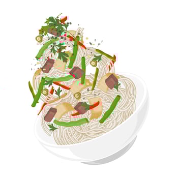 Illustration Logo Clipart Levitation Traditional Uyghur Laghman on a Bowl vector