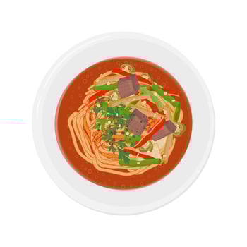 Illustration Logo Clipart Top View Traditional Uyghur Laghman vector