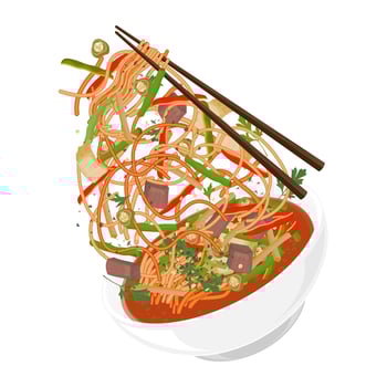 Illustration Logo Clipart Levitation Laghman Uyghur noodles vector