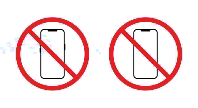 No smartphone area sign symbol. Mobile phone prohibition icon vector
