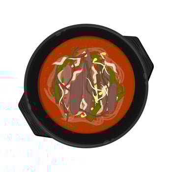 Illustration Logo Clipart Top View Spicy Beef Soup Yukgaejang vector