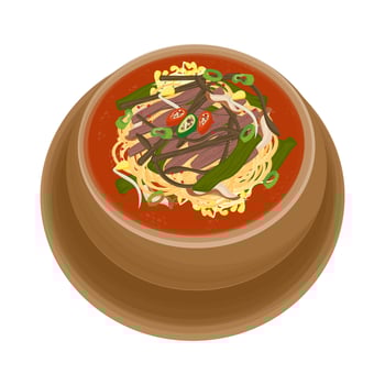 Illustration Logo Clipart Korea Traditional Food Spicy Meat Soup Yukgaejang vector