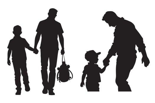 Silhouettes of a family with a child and a man vector