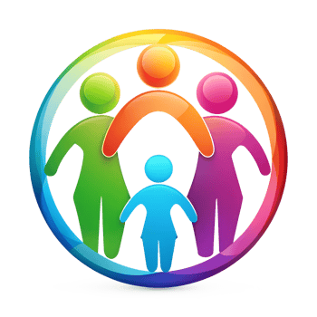 A family line art illustration on isolated transparent background png