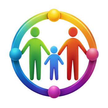 A family line art illustration on isolated background png