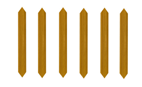 wooden stakes wooden fence with equal cut ends on top, transparent background. png