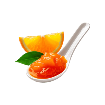 Spoon of orange fruit jam on transparent background png