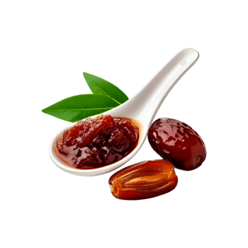 White spoon of dates fruit jam on transparent background png