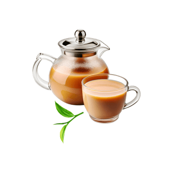 Milk teapot with tea cup on transparent background png
