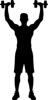 Strong Athlete Lifting Dumbbells Silhouette Workout Illustration Gym Fitness Strength Training Muscular Man Bodybuilding Exercise Healthy Lifestyle Sport And Recreation vector