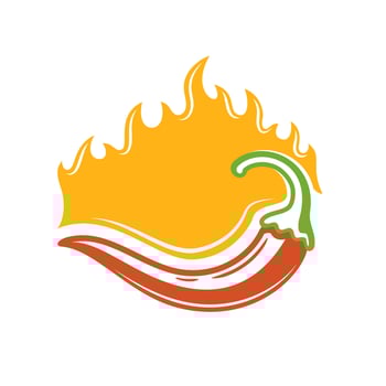 Red chili pepper and fire isolated on white background vector