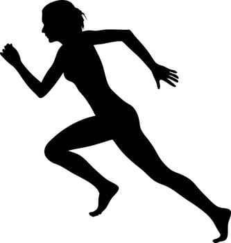 Silhouette Of A Female Athlete Running At Full Speed For Sports And Fitness Illustration Background vector