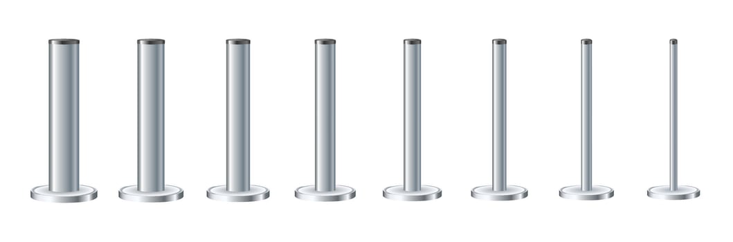 Metal poles with different diameters. metal columns. Steel pipes. Template design for urban advertising banners. vector