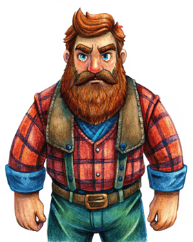 Bearded Guy in Checkered Shirt Transparent Background png