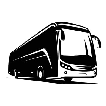 Black and white stylized bus artwork design. vector