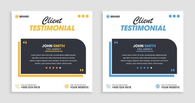 Modern clean clear clients testimonial template vector