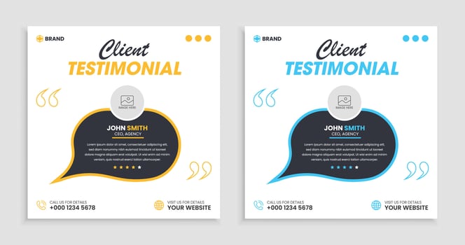Modern clean client testimonial or clients feedback reviow template vector