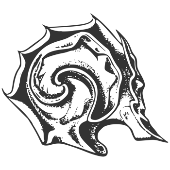 A black and white logo of a spiral png