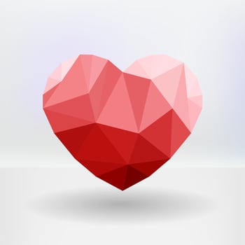 Abstract geometric heart-shaped banner with copyspace vector