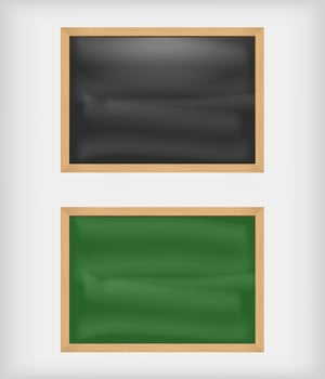 Black and green blank chalkboards vector
