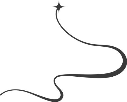 Swirl line with stars. Curved elegant flourish tail of comet. Decorative Y2k scroll and stroke. Wavy simple swish with falling and flying sparkle png