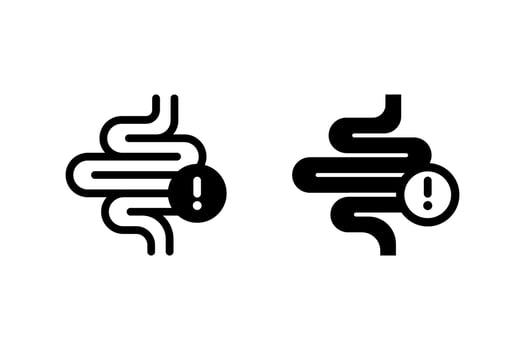 Intestine Problem Icon. Digestive System Warning Sign vector