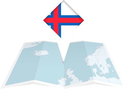 Faroe Islands pin flag and map on a folded map png