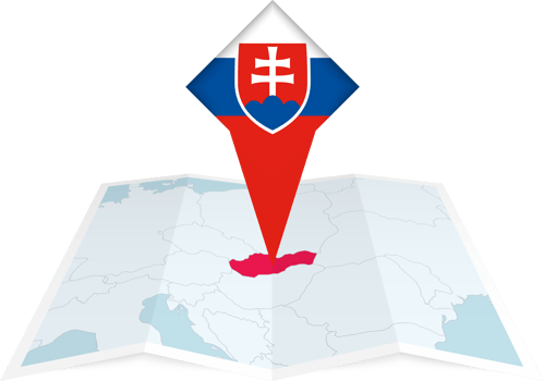 Slovakia pin flag and map on a folded map png